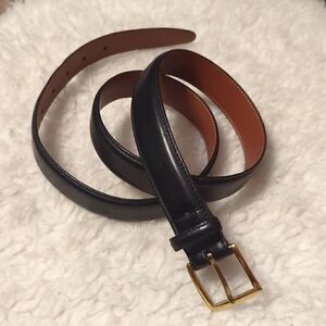 Roundtree & Yorke Men's Black Belt 40 Leather Dress Casual Brass Buckle